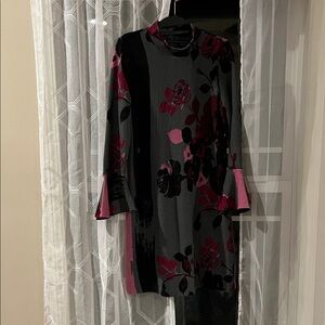Context Black and Red Floral Midi Dress